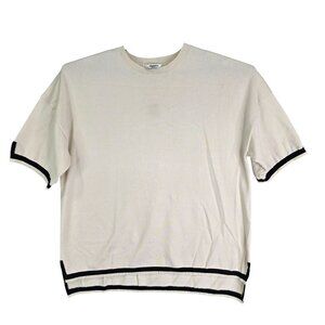 Womens Beige Zeagoo Knit Top Crew Neck Short Sleeve Viscose Blend Size XL